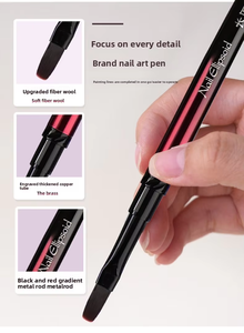 Red Black Metal Handle Nail Brush Soft Nylon Ombre Liner Long <b>Builder</b> Gel Brush for Multifunction Nail Art - Product Image 6