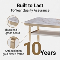 Table de manucure de luxe légère avec plateau en marbre, 3 tiroirs, structure en acier inoxydable couleur or champagne, poste de travail pour salon de manucure