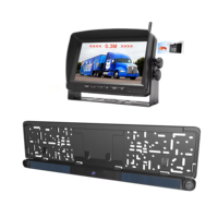 DIY inalámbrico 720P HD EU matrícula vista trasera cámaras de respaldo con 7 pulgadas Solar 2,4 GHz Monitor Digital y sensores de marcha atrás
