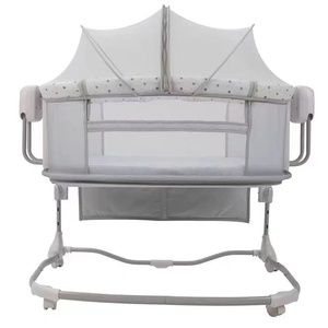 Lit bébé électrique intelligent en métal moderne, pliable, portable, multifonctionnel, avec fonction de raccordement automatique, pour bébés de 0 à 3 mois, idéal pour l'été - Product Image 4