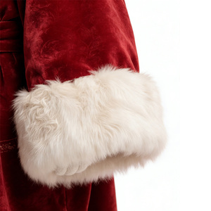 Costume <span class=keywords><strong>de</strong></span> Père Noël pour homme en velours rouge avec bordure en fausse fourrure et broderie pour les fêtes <span class=keywords><strong>de</strong></span> Noël et les spectacles sur scène - Product Image 4
