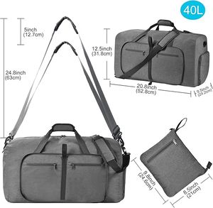 <b>Weekend</b> Foldable Lightweight Duffle <b>Bags</b> Shoes Compartment Adjustable Strap Zipper Waterproof 53L Capacity <b>for</b> Unisex Travel - Product Image 4
