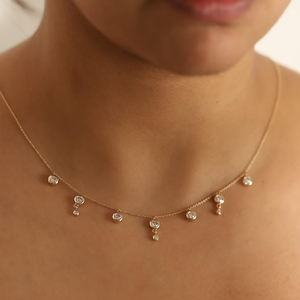 Collier de fiançailles minimaliste avec diamant naturel de 1,7 carat, en or massif 18 carats, diamant rond cultivé en laboratoire, serti clos, pour mariage - Product Image 1