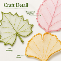 Marque-pages en organza personnalisés, broderie artisanale en forme de feuille, marque-page élégant en tissu, cadeau de papeterie pour les lecteurs