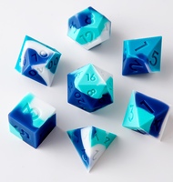 Dés à jouer DND vierges en silicone blanc et turquoise, faits à la main, écologiques, à bords coupés, 1 pièce, polyédriques, pour moulage DIY, pour jeux de rôle de table Dungeons & Dragons