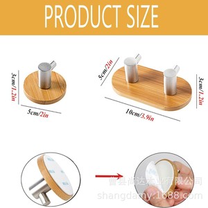 Ganchos de madera para colgar en la pared del baño, perchero de pared sin taladro para la sala de estar, estante de madera maciza para guardar llaves - Product Image 4