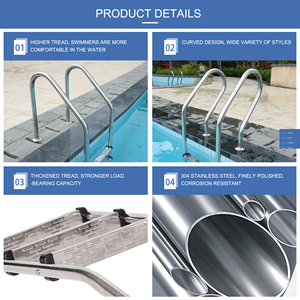 Échelle de <span class=keywords><strong>piscine</strong></span> en acier inoxydable 316 résistante à la corrosion et antidérapante pour <span class=keywords><strong>piscine</strong></span>, profondeur maximale 1,5 m, hauteur 1,3-2 m - Product Image 4