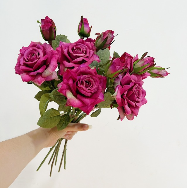 High Quality 2-Head Real Touch Artificial Rose Flower Wedding and Home Decorative Stem for Christmas Graduation and Easter
