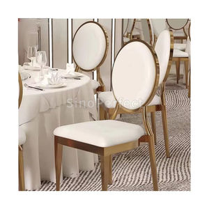 Rental Fancy Stackable Gold Stainless Steel Wedding <b>Chair</b> for Restaurant and <b>Dining</b> Banquet With Round Back - Product Image 1