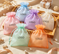 Pochette de voyage pour bijoux en organza avec cordon de serrage, logo personnalisé Lihuida, emballage cadeau multicolore, 500 pièces