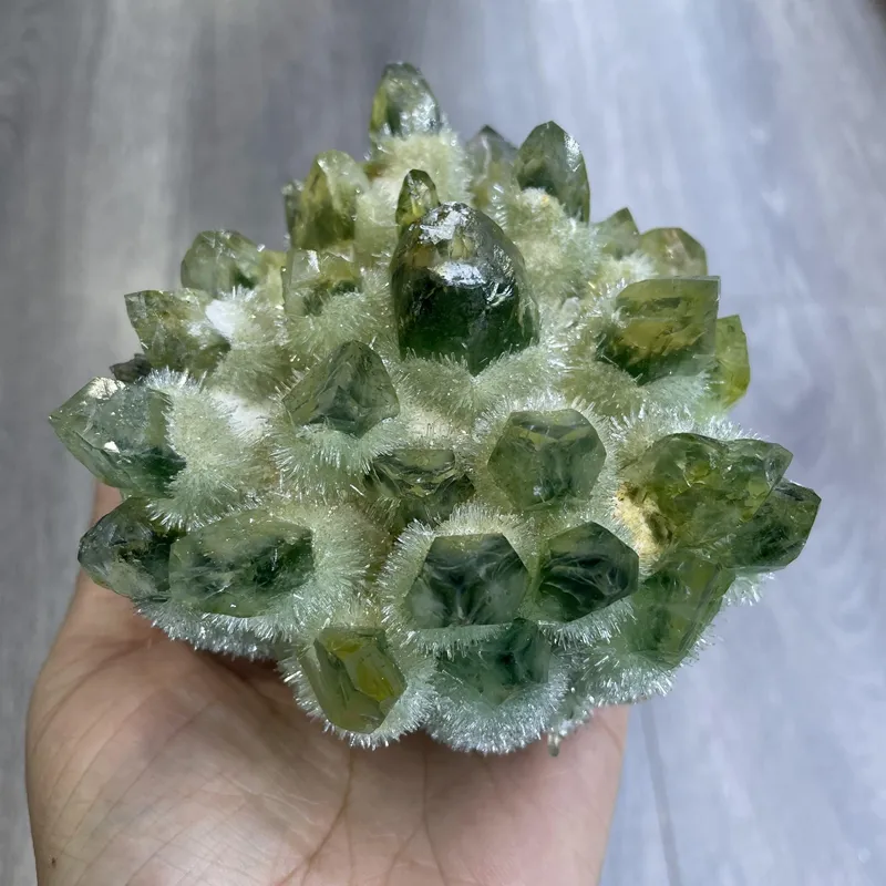 New product Wholesale Phantom gemstone cluster healing green ghost quartz crystal cluster for decoration