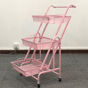 Schoonheid Nieuw Ontwerp Make-Up Salon Kar 3 Lagen Pedicure Spa Nagelwinkel Trolley Goud Beauty Trolley Met Wielen - Product Image 3