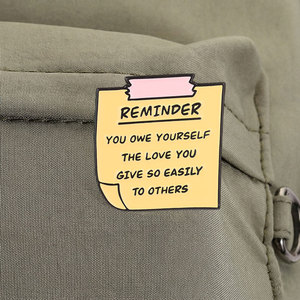Épinglette en émail personnalisée avec citation sur l'amour-propre, badge métallique inspirant, épinglette de revers, cadeau de bijoux créatif - Product Image 4