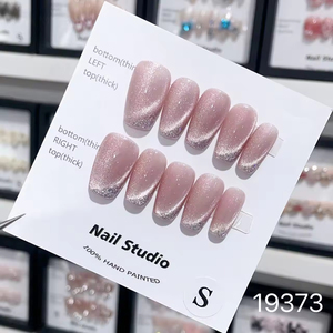 <span class=keywords><strong>Uñas</strong></span> Postizas Francesas Hechas a Mano al por Mayor, <span class=keywords><strong>Uñas</strong></span> <span class=keywords><strong>Acrílicas</strong></span> Personalizadas, Degradado <span class=keywords><strong>Rosa</strong></span>, Purpurina, Estilo Geométrico Aleatorio - Product Image 2