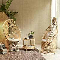Chaise de salon confortable à dossier haut au design élégant, chaise de jardin en rotin naturel, chaise Phoenix