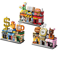 9 Styles de Blocs de Construction Miniatures de Vues Urbaines, Modèles de Magasins de Ville (Café, Burger, Animalerie), Jouet Éducatif DIY pour Enfants