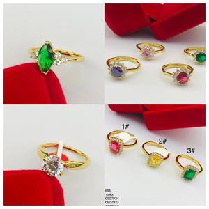 गहने थोक थोक तांबे के रंगीन पत्थर ड्रैगन फूल 24k सोने की प्लेटेड शादी महिलाओं को चूकी अंगूठी - Product Image 6