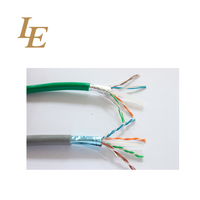 Kabel LAN F/UTP 1m CAT5E Jaket PVC Pelindung Aluminium Foil Konduktor Padat Ripcord Kabel Jaringan OEM