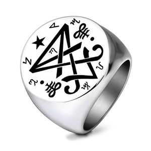 Anello in Acciaio Inossidabile R706, Simbolo Occulto di Lucifero, Amuleto per Stregoneria, Simbolo di Conoscenza e Libertà, Gioiello Talismano - Product Image 5