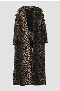 OUDINAロングコートトレンチコート女性用卸売りファッション冬XXLプラスサイズ膝上カジュアルヒョウ柄特大 - Product Image 4