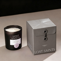 Boîte cadeau carrée imprimée pour bougie, boîte en papier personnalisée avec fermeture à cordon pour bougie aromatique
