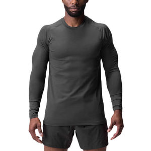 Camiseta de gimnasio de secado rápido personalizada para hombre, camisetas de manga larga informales sólidas, camiseta de compresión ajustada para ropa deportiva - Product Image 5