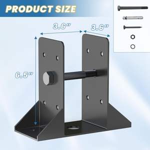 Soporte de Anclaje para Postes de Terraza de Acero al Carbono Reforzado con Recubrimiento en Polvo para Postes de Barandilla de Tubo de Madera, Montaje en Hormigón 4x4 3.6x3.6, 1 Pieza - Product Image 2
