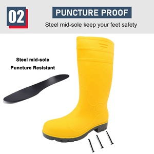 Botas de Seguridad Amarillas para Hombre, de Plástico, para Agricultura, con Punta de Acero, Resistentes a Pinchazos, Antiestáticas, Antideslizantes, Resistentes al Aceite, Ácidos, Álcalis y Químicos - Product Image 4