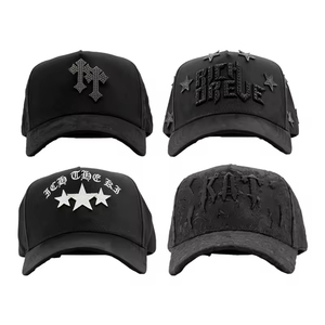 Casquette de baseball X Rich the Kid en daim à large bord, personnalisable OEM, 5 panneaux, style A-Frame, avec strass et détails chrome, collection Rich - Product Image 6