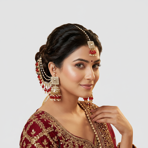 Bridal Ethnic Vintage Drop Earrings Alloy <b>Gold</b> Plating Third Party Certified Maang Tikka Traditional Jewelry <b>Set</b> High Quality - Product Image 2