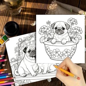 Libri <span class=keywords><strong>da</strong></span> <span class=keywords><strong>Colorare</strong></span> Personalizzati con Logo per Cani Pug, Basso MOQ, 24 Pagine, Quaderno di Arte Terapeutica con Animali per Bambini e Adulti, Regalo per Amanti degli Animali Domestici - Product Image 2