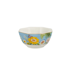 Juego de Vajilla de Cerámica Octogonal de Lujo de 24 Piezas, Platos y Tazones de Porcelana con Diseño Floral de <span class=keywords><strong>Cacatua</strong></span> Exótica, Vajilla con Borde Dorado para 6 Personas - Product Image 6