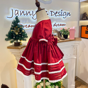 <span class=keywords><strong>Robe</strong></span> rouge <span class=keywords><strong>pour</strong></span> filles de Noël Vêtements <span class=keywords><strong>pour</strong></span> enfants Robes en lin et coton <span class=keywords><strong>pour</strong></span> filles Robes d'hiver de Noël de couleur unie <span class=keywords><strong>pour</strong></span> enfants Petites filles - Product Image 3