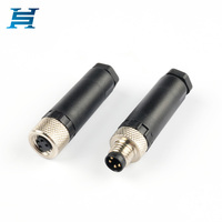Fiche aviation droite M8 2/3 broches IP67 étanche-Connecteur à sertir mâle femelle pour applications de capteurs sans soudure