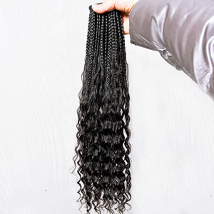 Capelli tracciati umani che sono già intrecciati pre-avvolti estremità ricci naturali intrecciate per trecciare le estensioni dei capelli - Product Image 1