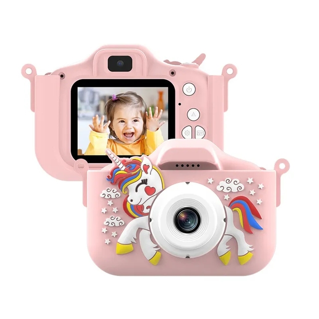 X10S Mini Dual Lens Kids Camera 1080P unicorn Cartoon Children Camera Adorable Toy Kids Selfie Digital Camera As Gift Prize