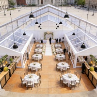 Tente de réception de luxe permanente pour événements en plein air, Orangerie transparente en verre, Atrium, Chapiteau de mariage