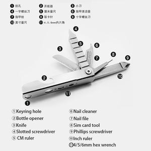 Clé multifonction 9 en 1, ensemble d'outils pliants avec tournevis et clés hexagonales, multi-outils de poche, tournevis, logo gravé - Product Image 5