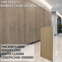 Panneau mural en PVC résistant aux rayures, densité 1000, 8 mm, panneau mural en bois grainé de bambou, charbon de bois, pour la décoration intérieure