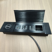 Prise de courant universelle escamotable encastrée pour bureau avec chargeur sans fil USB-C PD20W et passe-câble