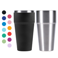 Gourde isotherme empilable en acier inoxydable de 16 oz avec logo personnalisé, pour jus et café, revêtement poudré