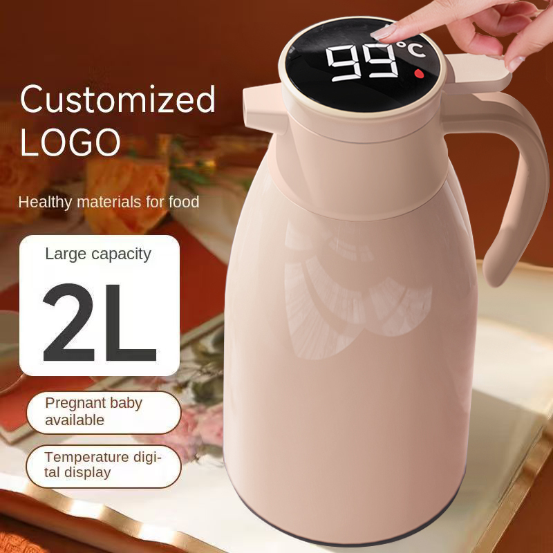 Smart Digital Display Glass Vacuum Flask Stainless Steel Inner Liner Custom Logo Large Capacity 24-36 Hours Thermal Applicable