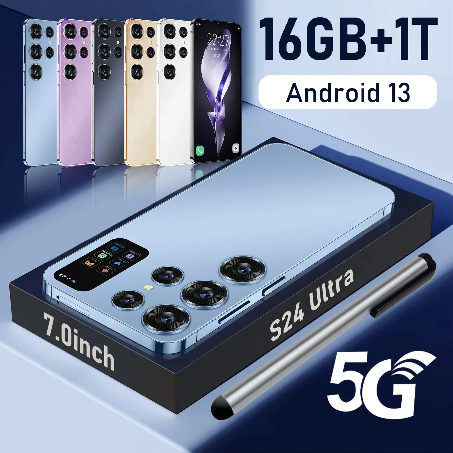 Mobiele Telefoon Originele S24 Ultra 16Gb + 1Tb Smartphone 7Inch Ontgrendeld Dual Card 5G Telefoons Android 13.0 Mobiele Telefoons