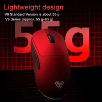 Souris de jeu sans fil Aula V9 Series légère 55G PAW3950 42000DPI 750IPS 8Khz Tri-mode pour Call of Duty/Date 2/FPS/APEX