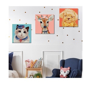12PCS 1 Bộ thiết kế khác nhau người bạn bè mèo con chó ngựa vằn Hươu thú vị tự làm sơn bộ trẻ em sơn dầu bằng số - Product Image 1