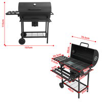 Barbecue portable populaire de petite taille pour l'extérieur, avec chariot, gril à charbon de bois, pour les fêtes dans la cour, avec table latérale pliable