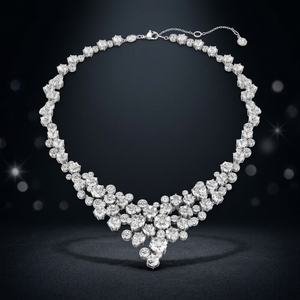 Collier en diamant platine, taille brillant rond, luxe vintage, bijoux de mariage unisexe, diamants de laboratoire certifiés IGI - Product Image 2