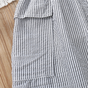 Vestido corto de algodón sin mangas para niña, traje de Diseño a rayas blancas y negras - Product Image 5