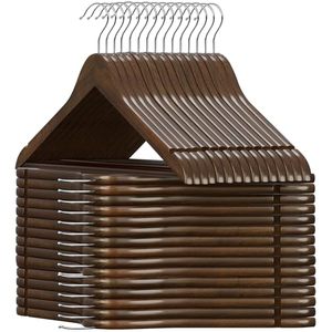 Lot de 90 cintres robustes en bois massif multifonctionnels et flexibles, personnalisables OEM/ODM avec logo, pivotants à 360° pour magasins de vêtements - Product Image 3