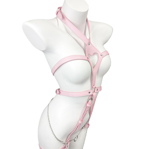 女性ハートゴシック調節可能拘束力コルセットエロティックストラップ服従ボディスーツPUボンデージギアセクシー下着大人の大人のおもちゃ - Product Image 2